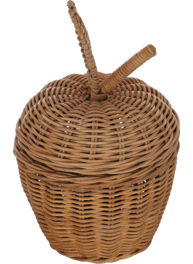 السيف  سلة خوص 18 × 18 × 28.4 سم بغطاء بيضاوي على شكل ورقة بنية - Image 3