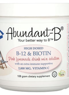 Sufficient-C Abundant-B High Dosed B-12 & Biotin Drink Mix Pink Lemonade 108 g 