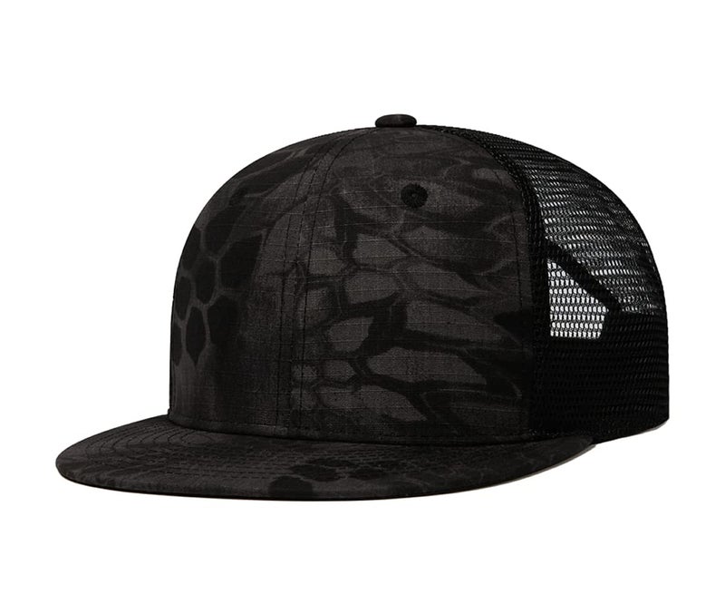 Quanhaigou Classic Snapback Hat Hip Hop Flat Bill Visor Cap - Unisex Adult Adjustable Baseball Hats (Black Grey) - Image 1