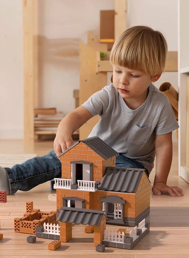 Joudiplay 277pcs DIY Educational Toys for Kids: Building a Mini House with Sand Table and Bricklaying Model Toy - Image 3