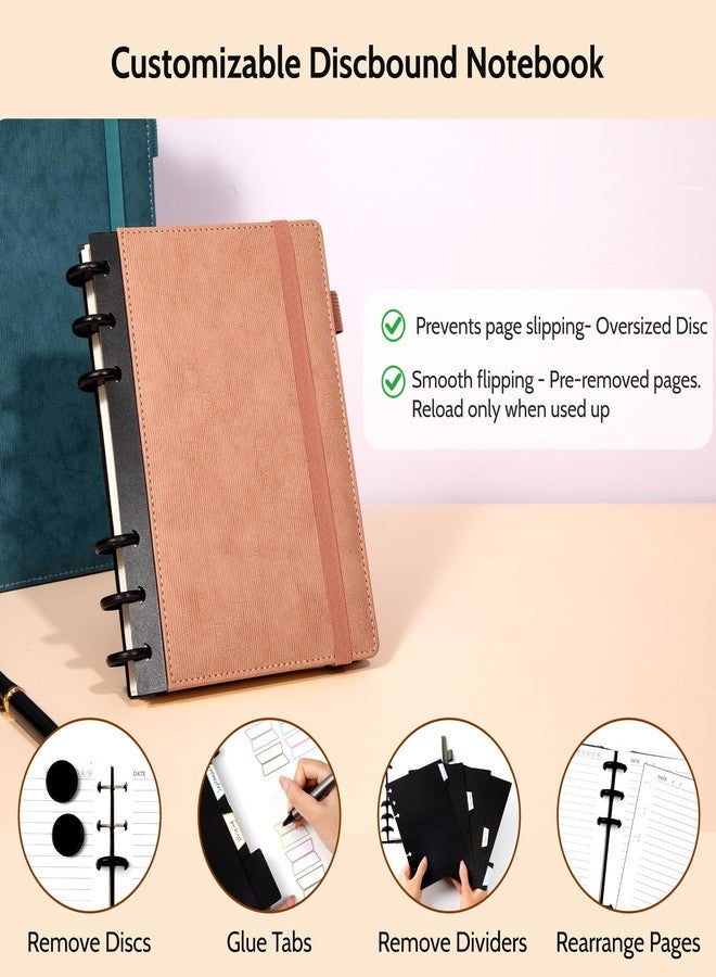Yoment Lined Spiral Journal Notebook for Work 224 Pages Hardcover Notebook with 5 Removable Dividers Tabs Discbound Notebook Colleged Ruled 6.1 x 8.3 Small Spiral Journal for Women Men,Gift Box,Pink - Image 2
