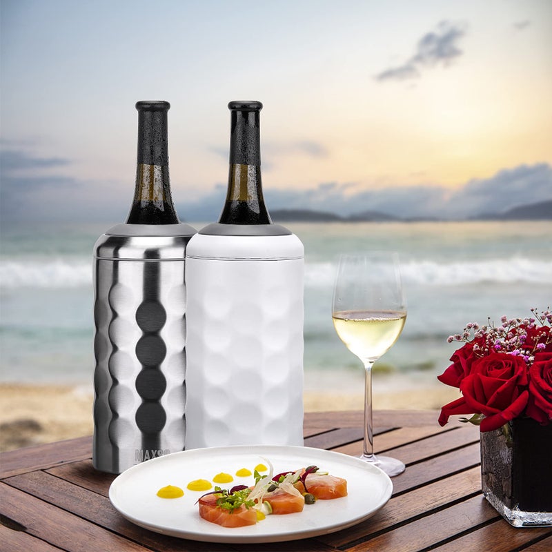 MAXSO Wine Chiller Bucket, Portable 750 ml Champagne & Wine Bottle Cooler Keep Wine & Beverages Cold, Stainless Steel Vacuum Insulated Wine Gifts for Wine Lovers - Silver - Image 2