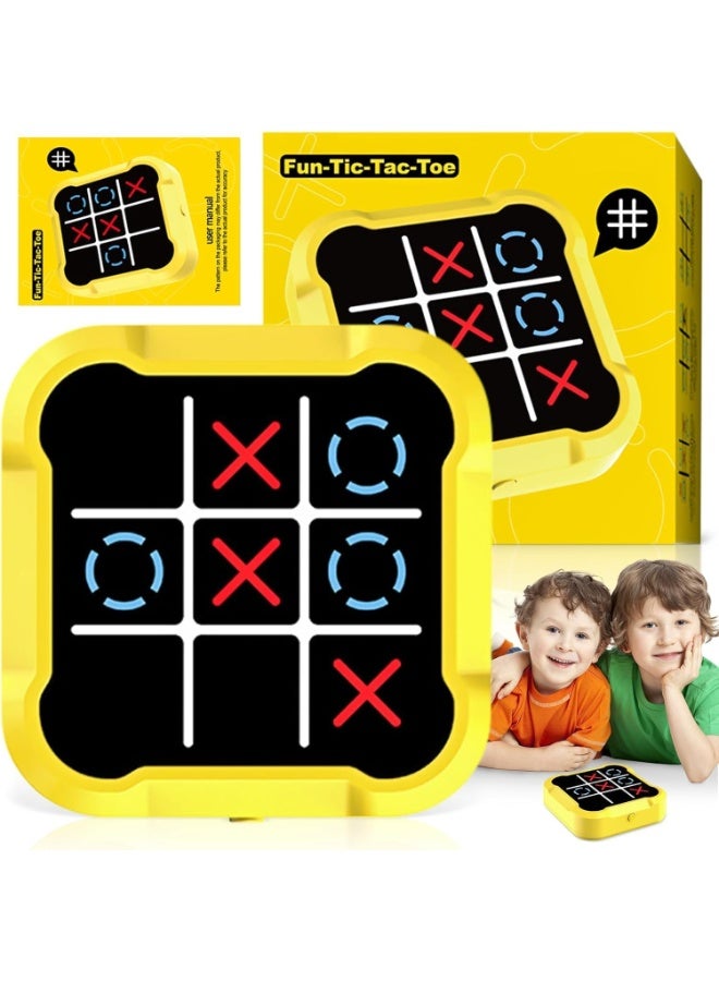 ARGT 4-in-1 Electronic Tic Tac Toe Game for Kids - Handheld Puzzle Console with Memory & Whack-a-Mole Mode - Educational STEM Toy Gift for Boys Girls Ages 5+ (Yellow) - Image 1