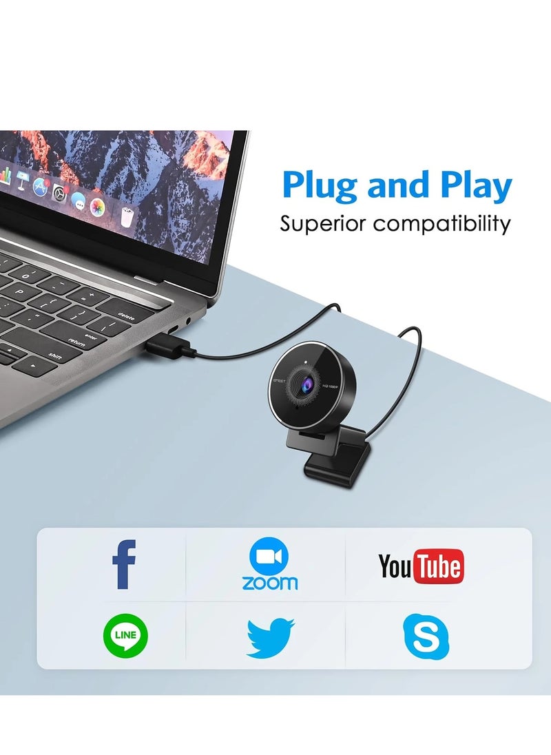 eMeet C955 Webcam for PC, 1080P Webcam with Microphone&Privacy Cover, Auto Light Correction, 70° FOV for Personal Use, Plug&Play Web Cam Protect Data, Perfect for Office Professionals&Remote Workers  - Image 5