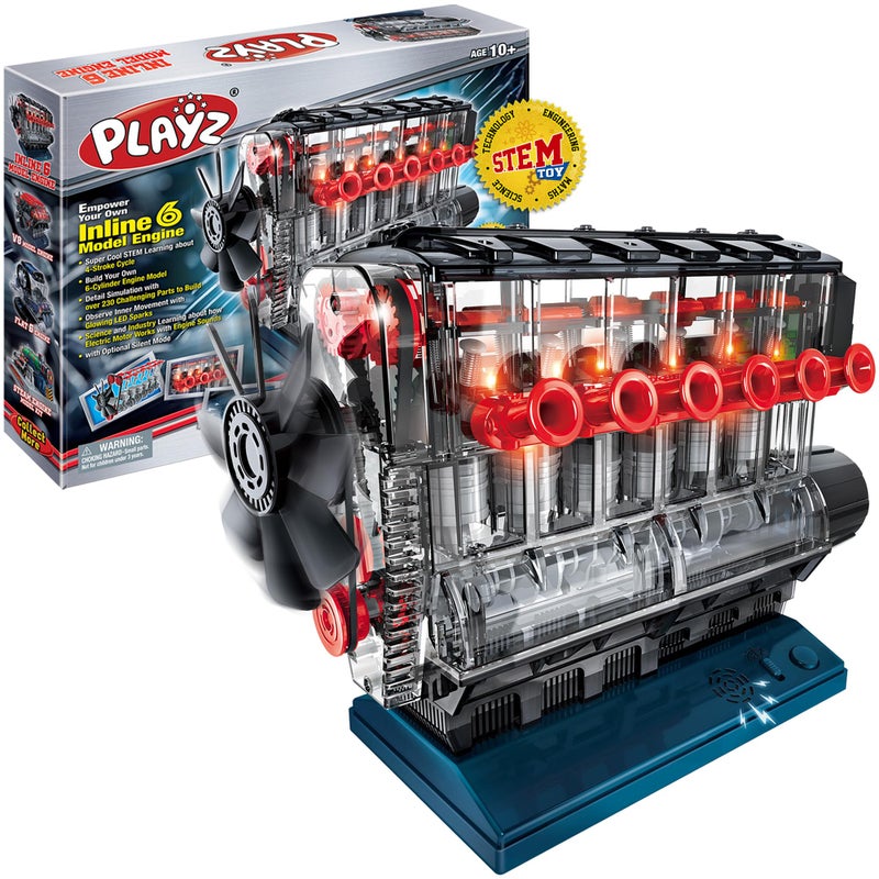 Playz V8 Combustion Engine Model Kit That Runs - Build Your Own STEM Mini V8 Model Engine Kit for Adults & Kids Age 12+, Visible V8 Mini Engine Kit That Works for Adult w/ 270 STEM Parts - Image 1