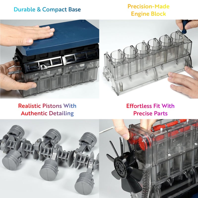 Playz V8 Combustion Engine Model Kit That Runs - Build Your Own STEM Mini V8 Model Engine Kit for Adults & Kids Age 12+, Visible V8 Mini Engine Kit That Works for Adult w/ 270 STEM Parts - Image 3