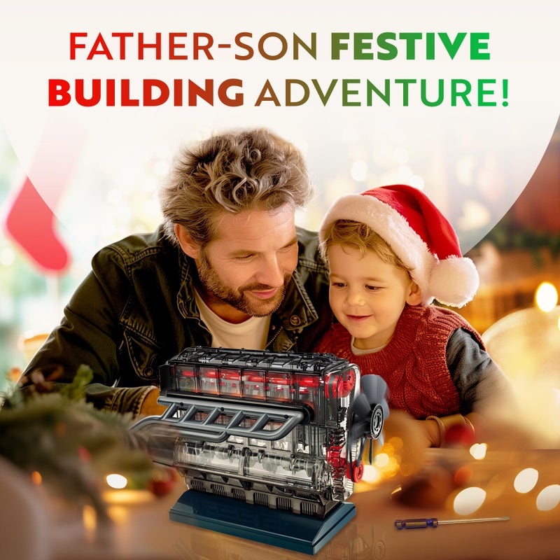 Playz V8 Combustion Engine Model Kit That Runs - Build Your Own STEM Mini V8 Model Engine Kit for Adults & Kids Age 12+, Visible V8 Mini Engine Kit That Works for Adult w/ 270 STEM Parts - Image 5