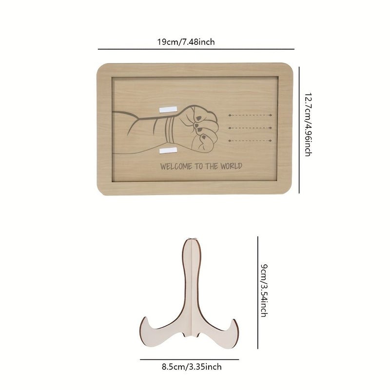 Khaki Keepsake Frame Wood Fist Shaped Milestone Photo Display New Parent Gift - Image 2
