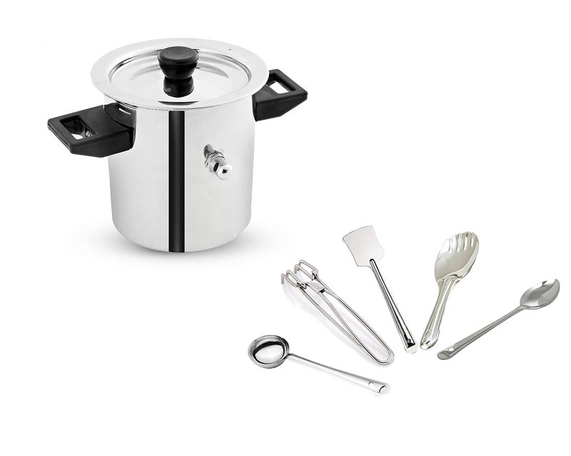 BLeaf Stainless Steel-Milk Boiler 1 litres & 5 Pcs Kitchen Set - Image 1