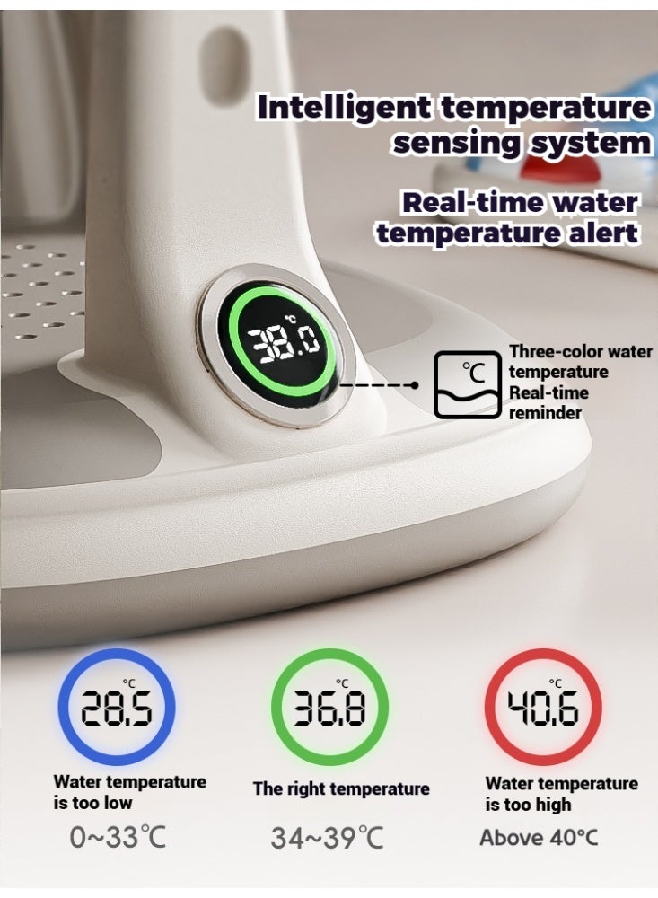 LBMT مقعد حمام للأطفال،مقعد حوض استحمام متعدد الوظائف للأطفال مع عجلات قابلة للفصل ودرجة حرارة الماء،كرسي حوض استحمام مع صينية ألعاب/كوب شفط قوي/حصيرة ناعمة غير قابلة للانزلاق،كرسي حمام محمول للأطفال الصغار غير قابل للانزلاق لمدة 6+ شهرًا - Image 5