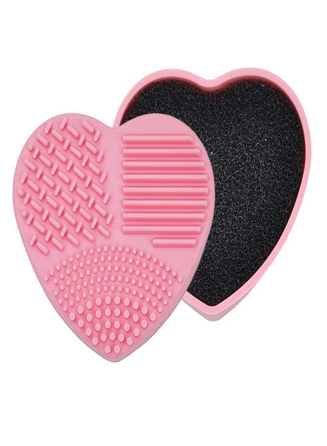 MobFest® Silicone Heart Shape 2 in 1 Makeup Brushes Washing Scrubber Cosmetic Sponge Brush Cleaner, Multicolor (M, 1) - Image 1