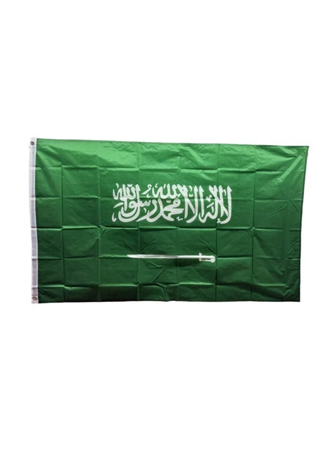 علم المملكة العربية السعودية 90 سم × 150 سم (3 × 5 قدم) بوليستر 90 جرام مع ثقبين مزدوجي الخياطة