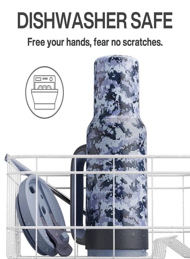 powcan 40 oz Camo Tumbler with Handle, 2-in-1 Straw and Sip Lid, Leakproof, Dishwasher Safe, Insulated Stainless Steel Travel Coffee Mug, Keeps Cold for 34 Hours, Fits in Car Cup Holder (Navy Digital) - Image 5