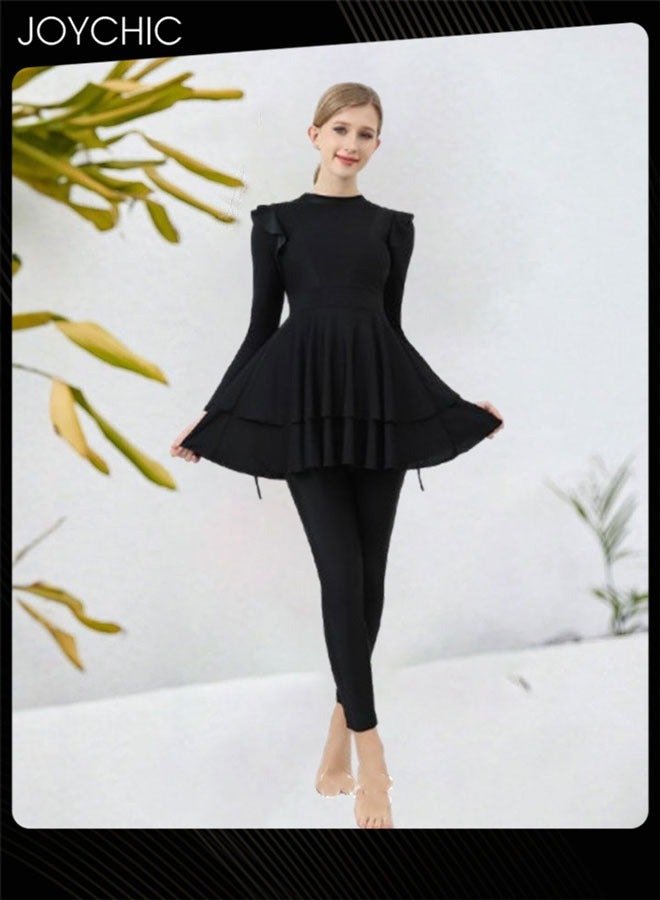 Joychic طقم ملابس سباحة مكون من 3 قطع للنساء المسلمات مع أكمام طويلة مريح وواقٍ من الشمس ملابس شاطئية صيفية خفيفة الوزن - Image 2