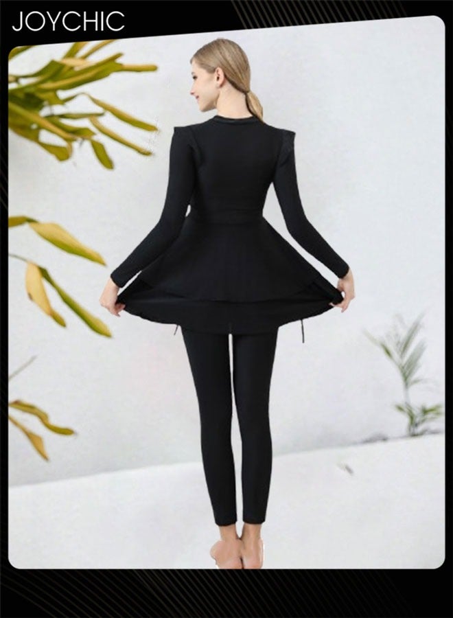 Joychic طقم ملابس سباحة مكون من 3 قطع للنساء المسلمات مع أكمام طويلة مريح وواقٍ من الشمس ملابس شاطئية صيفية خفيفة الوزن - Image 5