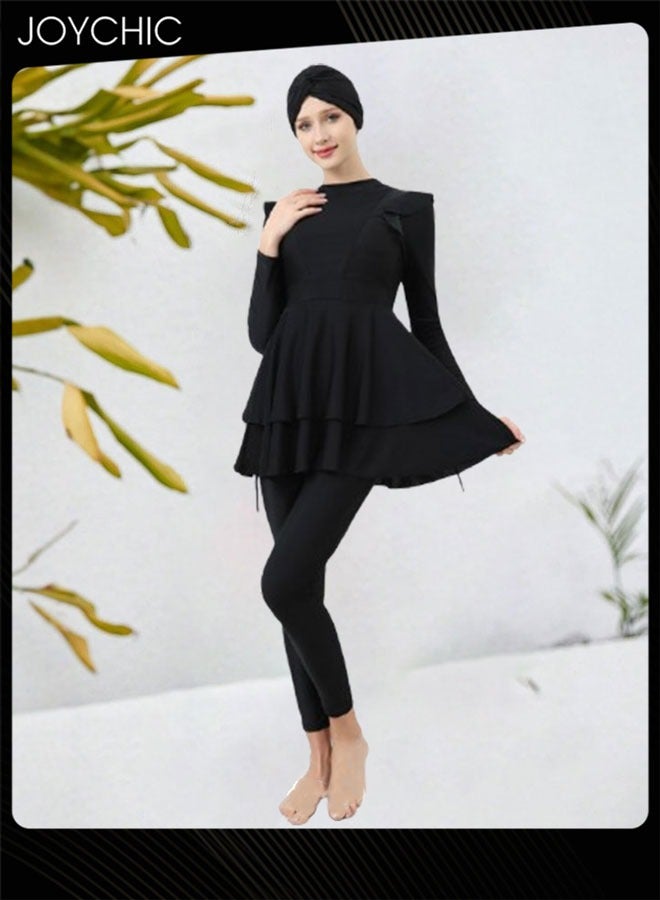 Joychic طقم ملابس سباحة مكون من 3 قطع للنساء المسلمات مع أكمام طويلة مريح وواقٍ من الشمس ملابس شاطئية صيفية خفيفة الوزن - Image 1