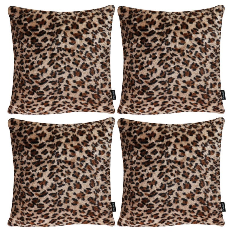 Faylapa 4 Pack Soft Plush Leopard Print Pillow CoversAnimal Theme Print Faux Fur Decorative Throw Pillowcase Home Decor Cushion Cover 2020 Inches 5050cmCase ONLY