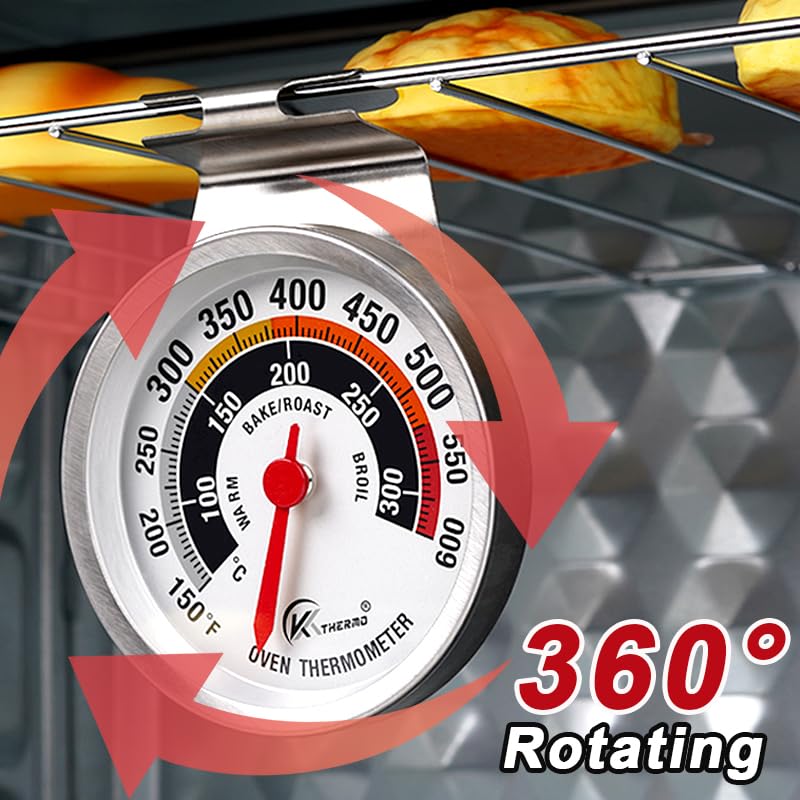 KT THERMO NSF Certified Oven Thermometer - 3in Analog Appliance Thermometer with Wide 150-600°F Temperature Range, Stainless Steel, Large Dial for Easy Reading - Image 4