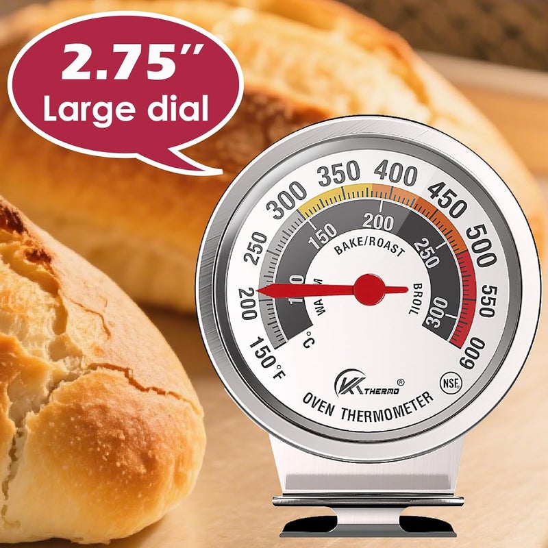 KT THERMO NSF Certified Oven Thermometer - 3in Analog Appliance Thermometer with Wide 150-600°F Temperature Range, Stainless Steel, Large Dial for Easy Reading - Image 5