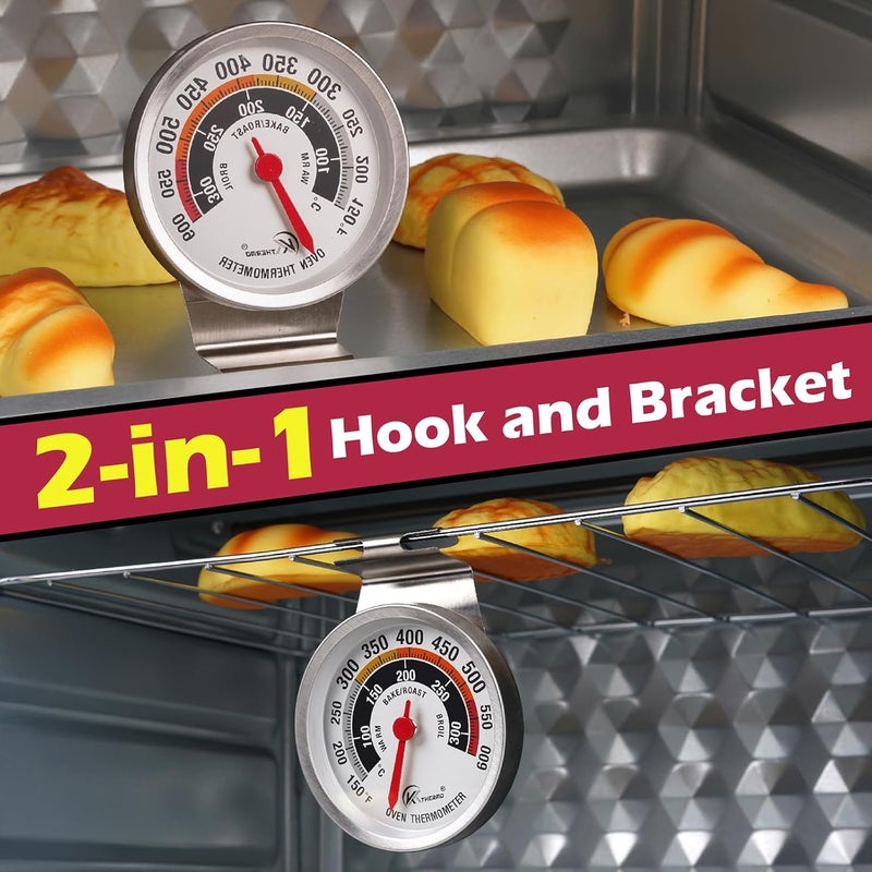 KT THERMO NSF Certified Oven Thermometer - 3in Analog Appliance Thermometer with Wide 150-600°F Temperature Range, Stainless Steel, Large Dial for Easy Reading - Image 2