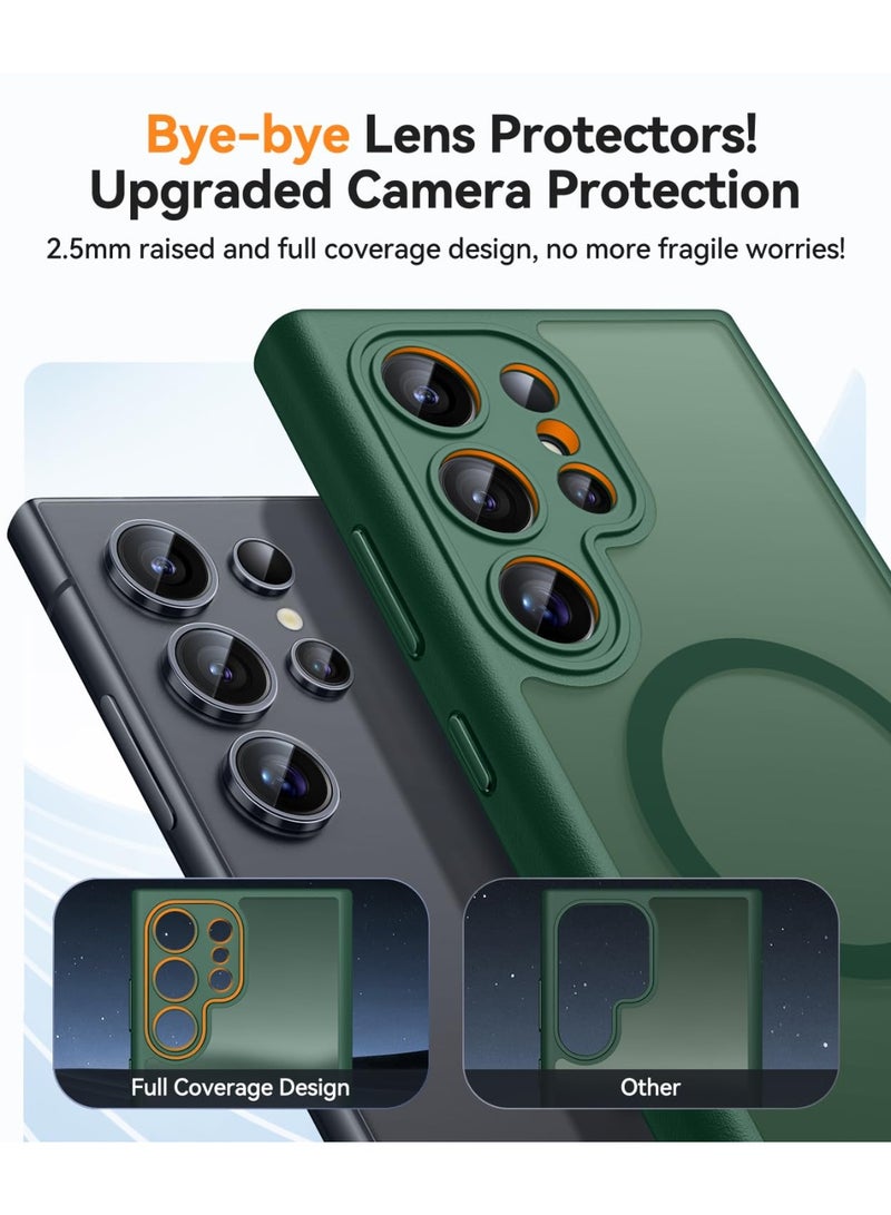 ChicVibe Designed for Samsung Galaxy S24 Ultra Case (2024), Full Camera Protection, Compatible with Magsafe, Translucent Matte Back Protective Phone Cover, Slim Thin Full Protection Phone Case Cover for Galaxy S24 Ultra, Green - Image 3