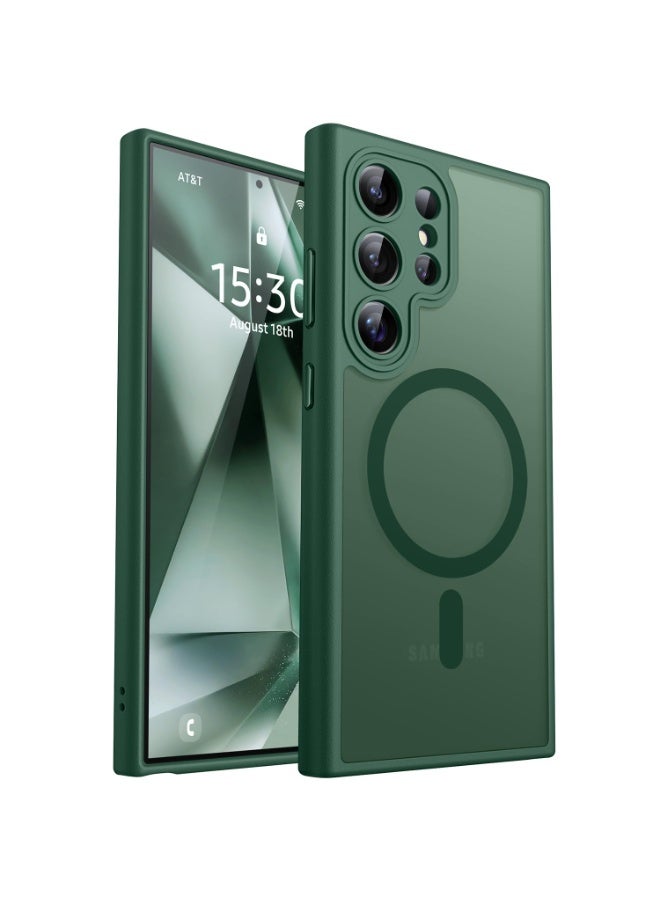 ChicVibe Designed for Samsung Galaxy S24 Ultra Case (2024), Full Camera Protection, Compatible with Magsafe, Translucent Matte Back Protective Phone Cover, Slim Thin Full Protection Phone Case Cover for Galaxy S24 Ultra, Green - Image 1