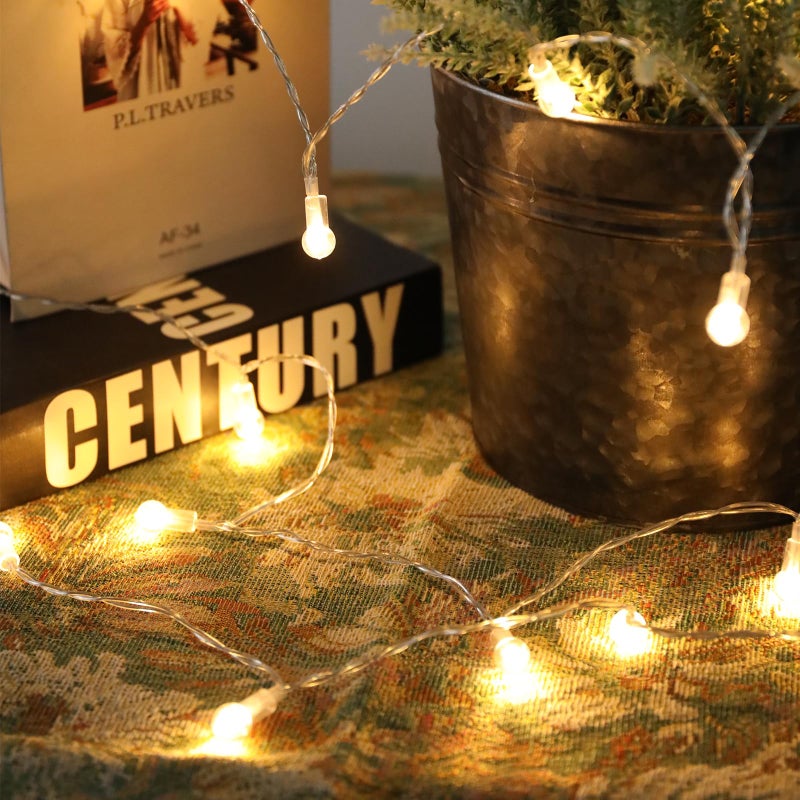 Vigdur Globe String Lights - Cute Decorative String Lights Battery Operated with 20 Mini Bead Bulbs, Indoor String Light for Outside Backyard Porch Balcony Party(Clear) - Image 2