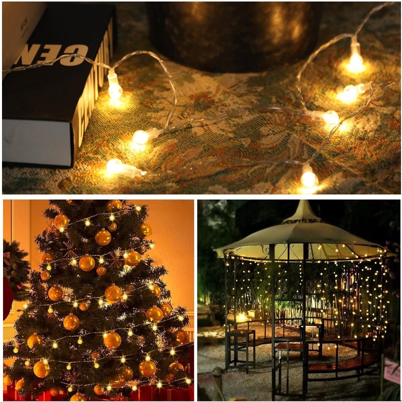 Vigdur Globe String Lights - Cute Decorative String Lights Battery Operated with 20 Mini Bead Bulbs, Indoor String Light for Outside Backyard Porch Balcony Party(Clear) - Image 4
