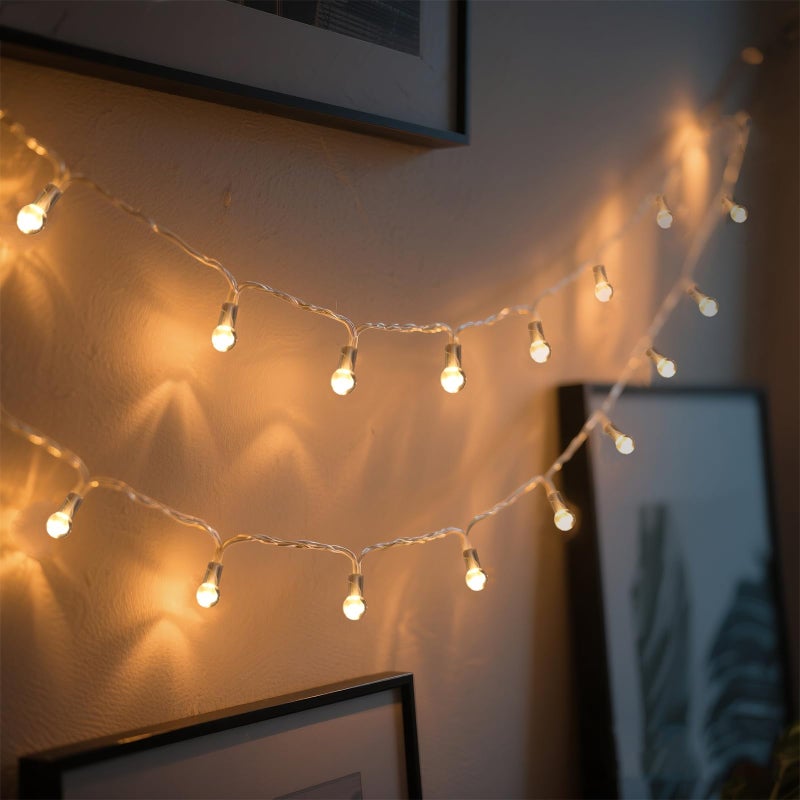 Vigdur Globe String Lights - Cute Decorative String Lights Battery Operated with 20 Mini Bead Bulbs, Indoor String Light for Outside Backyard Porch Balcony Party(Clear) - Image 1