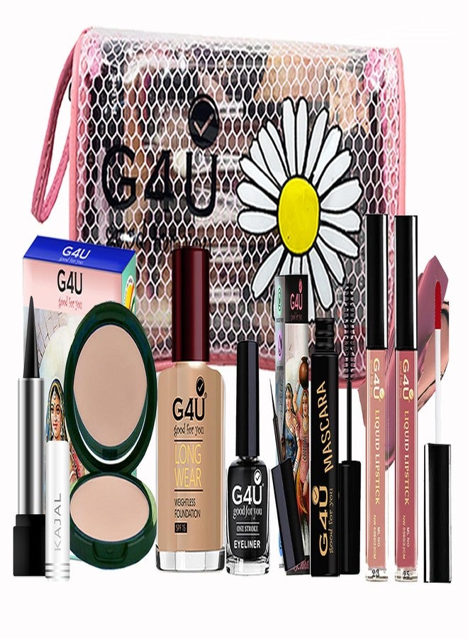 G4U All in One Makeup Kit With Pouch Gift Set for Women & Girls, Basic Cosmetics Kit for Beginner & Professionals Pack of 8 Pcs A23012035 - Image 1