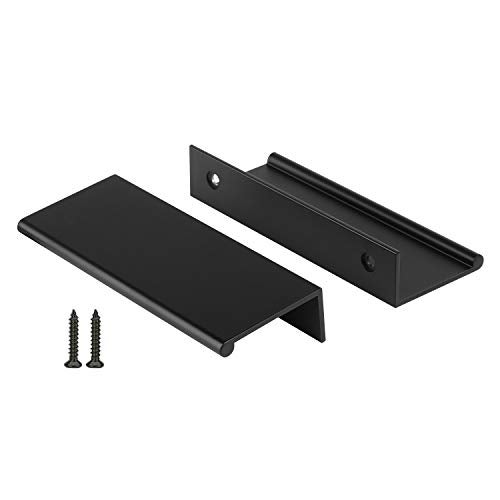 Peaha 30 Pack Black Cabinet Pulls Kitchen Handles Aluminum Alloy Edge Finger Pull 76mm/3in Hole Center - Image 1