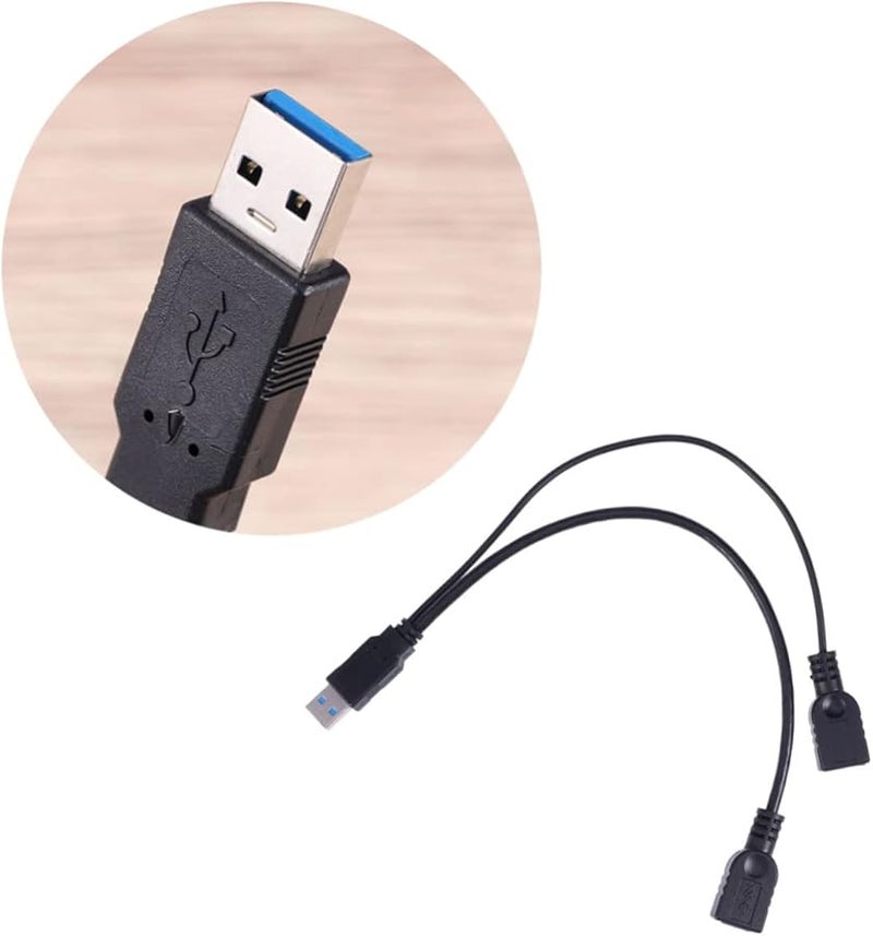 Merryhapy Dual USB Port Adapter Cable Fast Data Transfer For Smartphones Tablets Black - Image 1