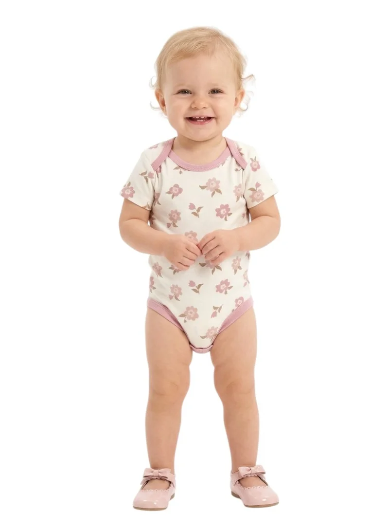 بامبيميسي Baby  Cotton Mammys Bestie Bodysuit Short Sleeve  – 3-Piece Newborn Outfit