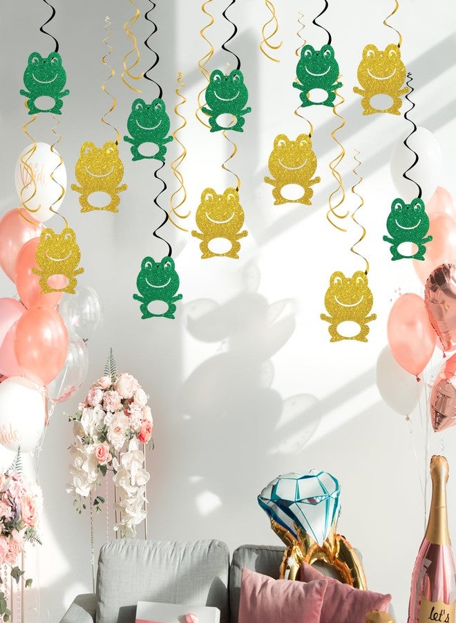Maicaiffe Frog Hanging Swirl Decorations - Glitter 18 Pcs Boys Girls Kids Birthday Party Supplies - Baby Shower Streamers - Rainforest Reptile Frog Birthday Party Foil Swirls Ceiling Decorations - Image 5