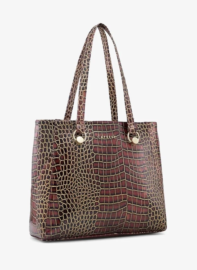 CAPRESE Caprese Miranda Tote Bag, Large- Burgundy | Stylish Handbag for Women | Spacious, Versatile Office & Daily Essentials Tote | Top Zip Closure