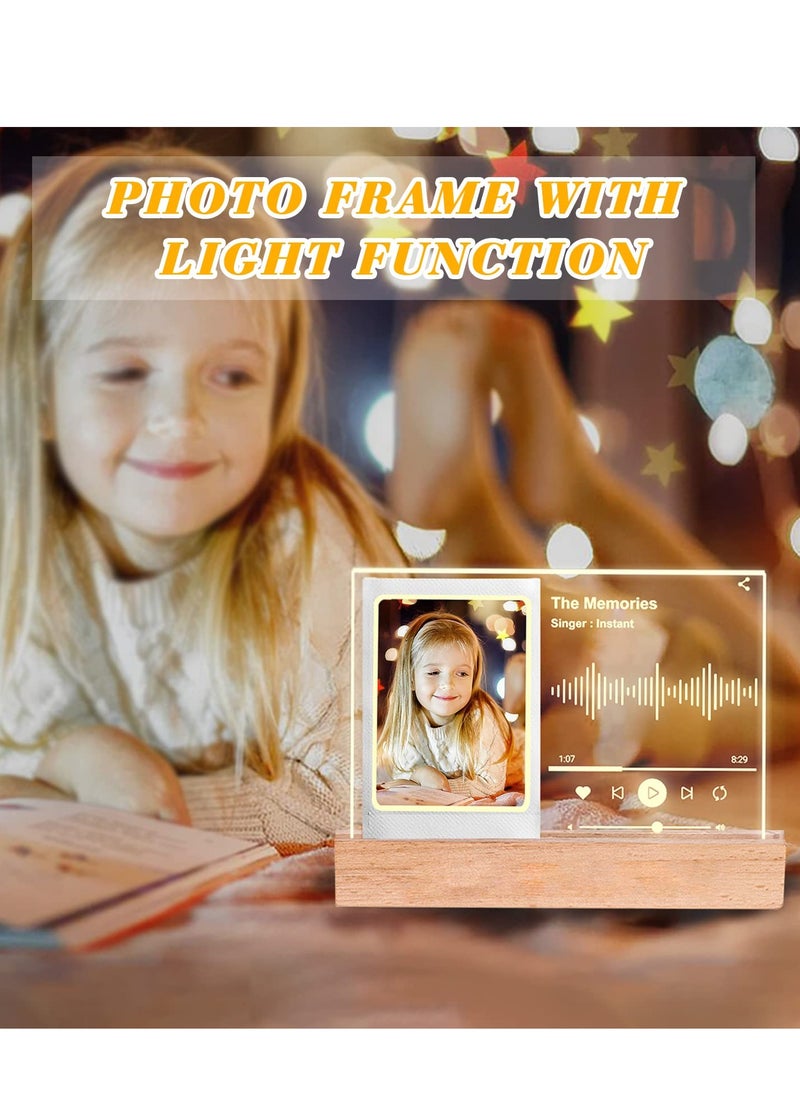 O Ozone - Music Player Style Wood Acrylic 3 Inch Photo Frame with LED, Instax Mini Picture Frame 2 x 3 Polaroid Frame for Mini 11/9/8/7/EVO, Night Light Tabletop Desktop Frame with DIY Letter Stickers - Image 1