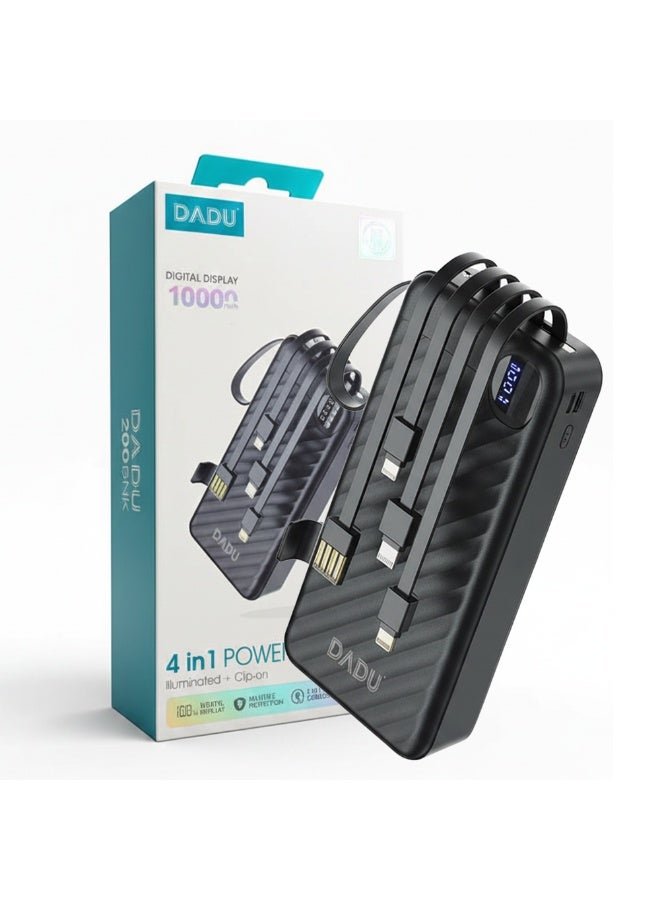 DADU 4 in 1 Power Bank DP-067 10000mAh with Built-in Cables and Digital Display , Fast Charging, Compact Design, Clip On Holder, Multi Device Compatibility for Daily Use and Travel - Image 2