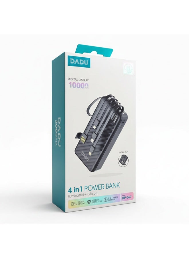 DADU 4 in 1 Power Bank DP-067 10000mAh with Built-in Cables and Digital Display , Fast Charging, Compact Design, Clip On Holder, Multi Device Compatibility for Daily Use and Travel - Image 4