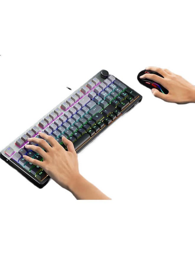 Daryo Dareu Ek815Pro Mechanical Keyboard, Wired Gaming Keyboard With 98-Key Layout, Multimedia Knob, Full Anti-Ghosting, Colorful Keyboard, Black And Gray, Mengyu Hifi Switch - Image 1