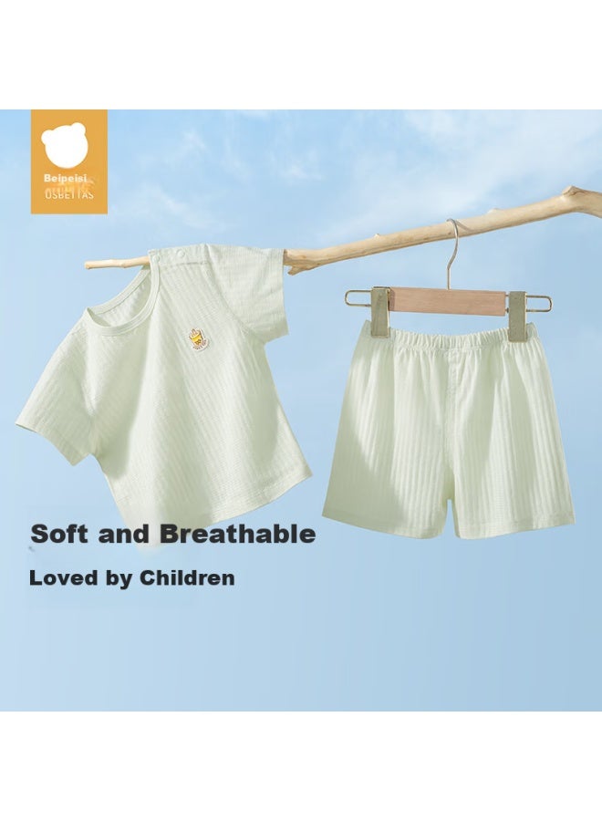 Beptides Beipes Children's Pajama Set New Summer Short-sleeved Pure Cotton Home Wear For Boys And Girls, Cool And Breathable - Image 2