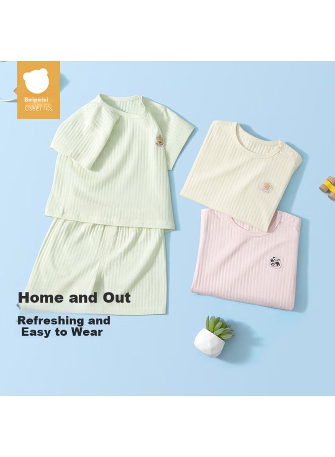 Beptides Beipes Children's Pajama Set New Summer Short-sleeved Pure Cotton Home Wear For Boys And Girls, Cool And Breathable - Image 3