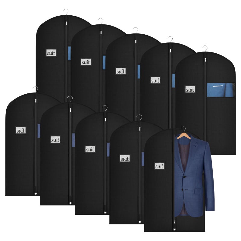 Univivi Univivi 10 Pack Suit Bags Garment Bag for Men Storage 40Inch Suit Bags for Closet Storage with Clear Window and ID Card Holder for Suit Jacket Skirt Shirt and Coat 