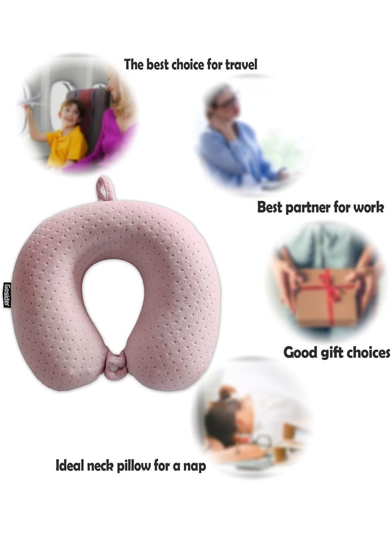 Neck Pillows for Sleeping Travel Pink Travel Pillow Comfortable U Shape Memory Foam Pillows Neck and Head Support Portable Travel Neck Pillow Suitable for Planes, Trains, Self-Driving Cars - Image 3