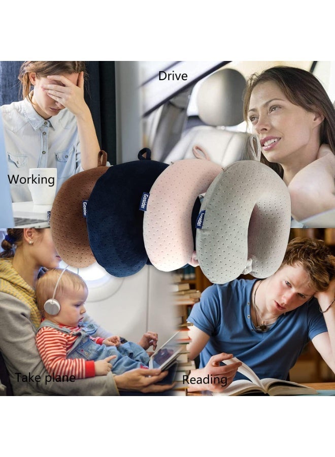 Neck Pillows for Sleeping Travel Pink Travel Pillow Comfortable U Shape Memory Foam Pillows Neck and Head Support Portable Travel Neck Pillow Suitable for Planes, Trains, Self-Driving Cars - Image 2