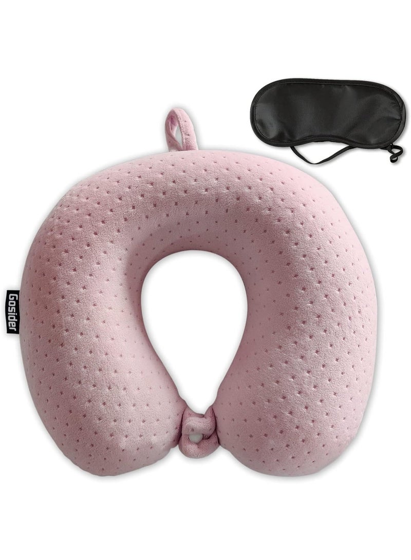 Neck Pillows for Sleeping Travel Pink Travel Pillow Comfortable U Shape Memory Foam Pillows Neck and Head Support Portable Travel Neck Pillow Suitable for Planes, Trains, Self-Driving Cars - Image 1