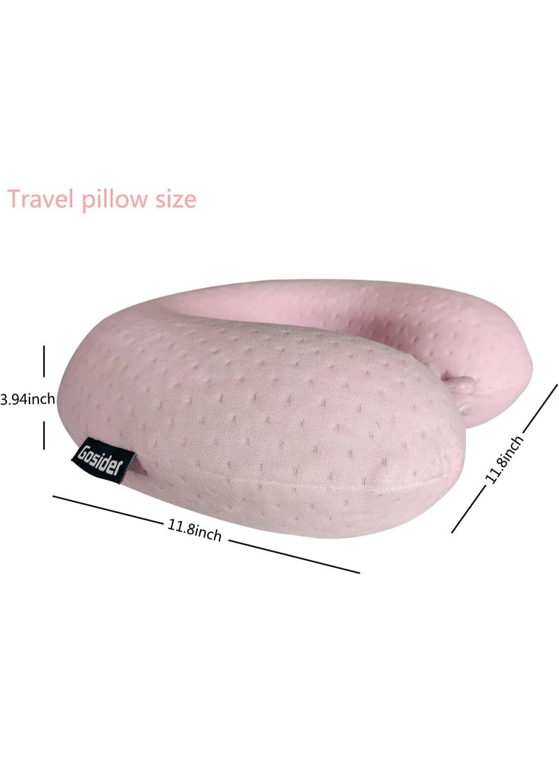 Neck Pillows for Sleeping Travel Pink Travel Pillow Comfortable U Shape Memory Foam Pillows Neck and Head Support Portable Travel Neck Pillow Suitable for Planes, Trains, Self-Driving Cars - Image 5