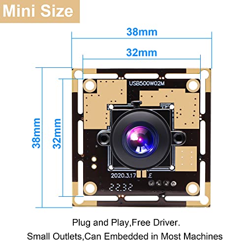 ELP 5mp HD USB Camera Module for Computer Mini UVC USB2.0 Video Embedded Webcam Board with 2.8mm Lens OV5640 Laser Engraver Lightburn Camera,3.3ft/1m Cable for PC, Laptop, Jetson Nano - Image 4