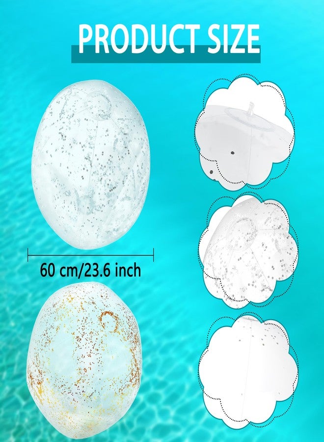 Feradny 6 Pack 32 Inch Giant Inflatable Clear Beach Ball Blow up Clear Balls Beach Ball with Confetti Large Balls for Summer Beach Pool Birthday Party Favor (Color Set 3) - Image 2