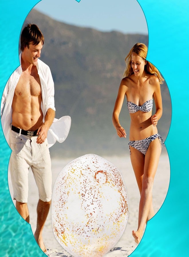 Feradny 6 Pack 32 Inch Giant Inflatable Clear Beach Ball Blow up Clear Balls Beach Ball with Confetti Large Balls for Summer Beach Pool Birthday Party Favor (Color Set 3) - Image 5