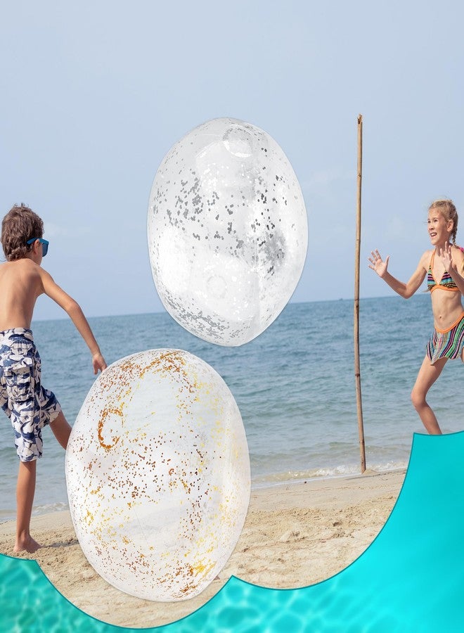 Feradny 6 Pack 32 Inch Giant Inflatable Clear Beach Ball Blow up Clear Balls Beach Ball with Confetti Large Balls for Summer Beach Pool Birthday Party Favor (Color Set 3) - Image 4